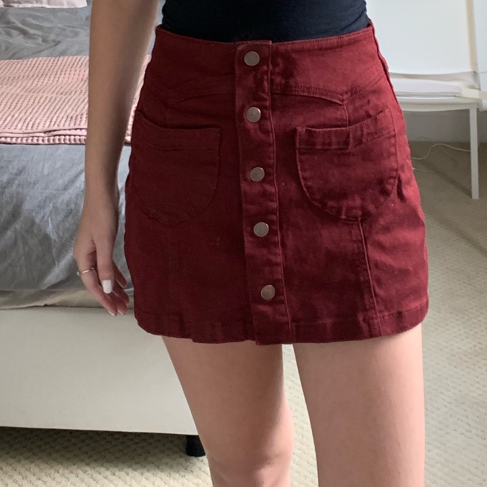 Forever 21 Maroon Button up Skirt